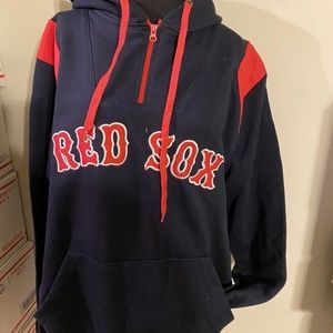 Boston Red Sox 1/4 Zip Hoodie Size MT MLB *New* Appliqué Navy And Red